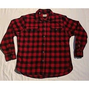Jachs Classic Plaid Red/Black Flannel Long Sleeve XL Streetwear Grunge Cotton